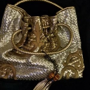 Metallic genuine leather Handbag